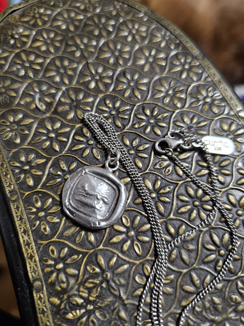 Sterling Silver Men's Medallion Pendant Necklace - Silver